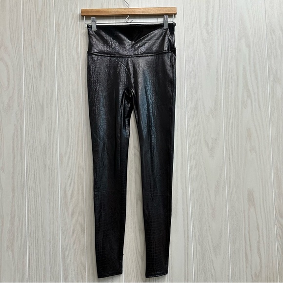 Spanx Faux Leather Croc Shine Legging High Rise Slimming Shaping Brown Medium - Picture 4 of 11